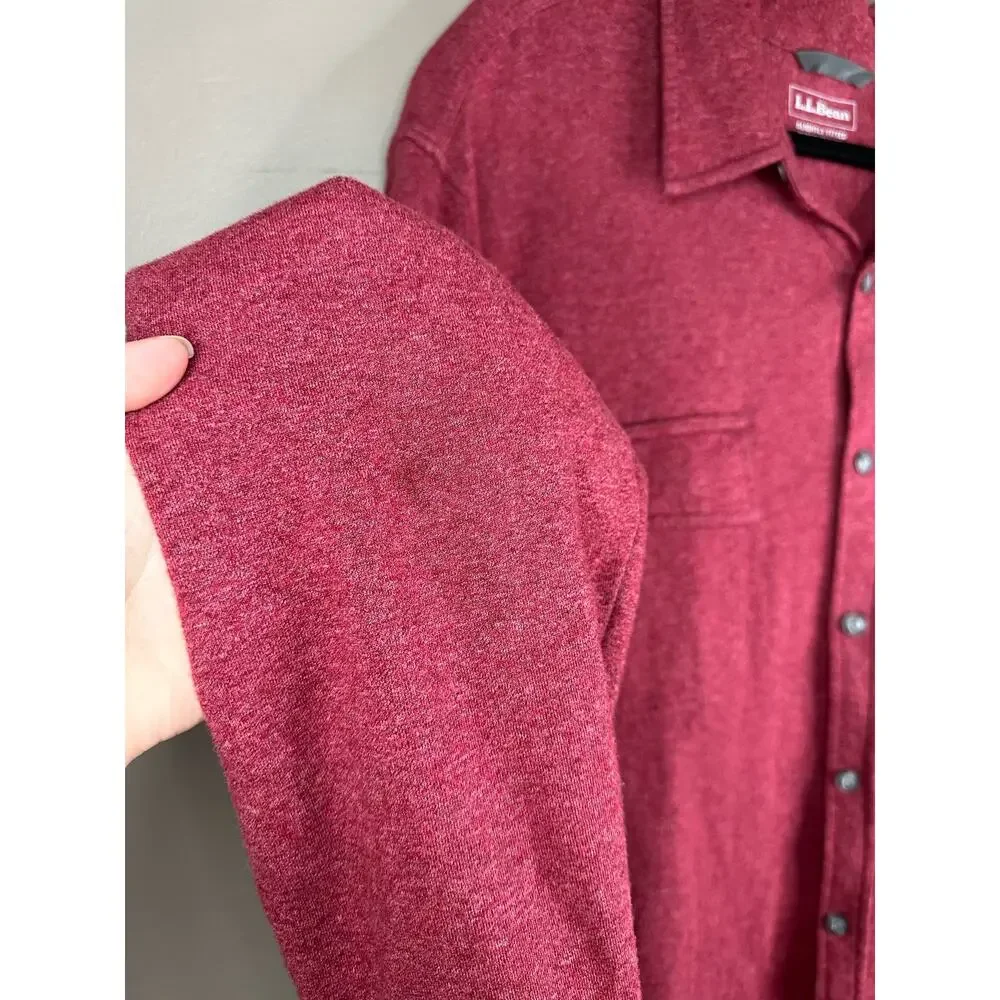 Men’s L.L. Bean ‘Slightly Fitted’ Red Maroon Button Down Shirt Size XXL-Regular